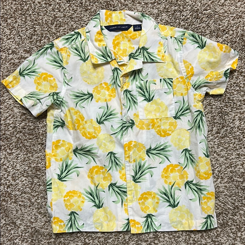 Janie and Jack Yellow and Green Button Down Shirt